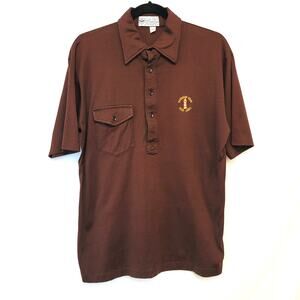 Vintage Pickering Harbour Town Golf Links Brown Polo Shirt Mens Large Embroidery